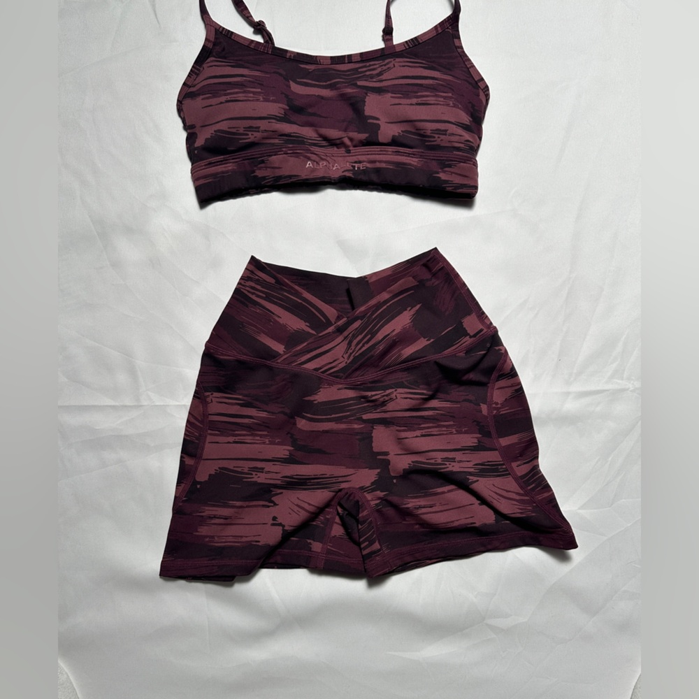 Alphalete Maroon and Black Patterned Shorts